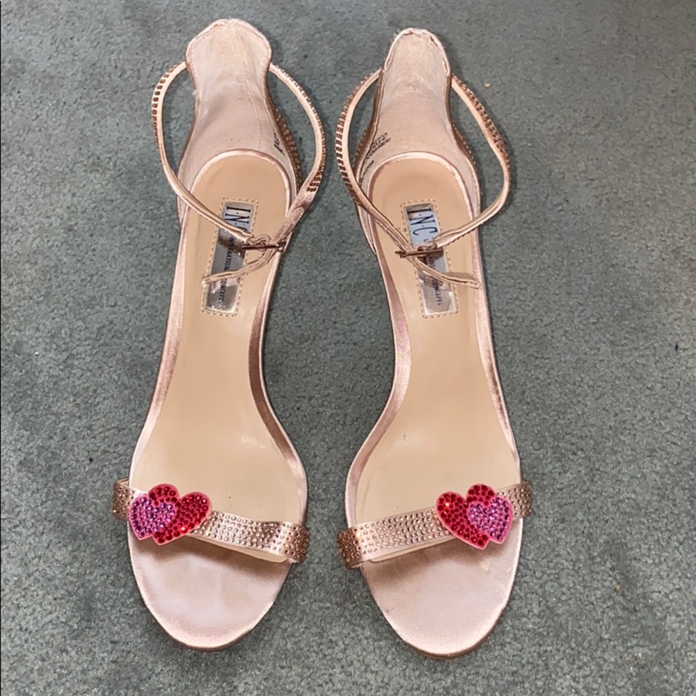 Strappy heart crystal heels